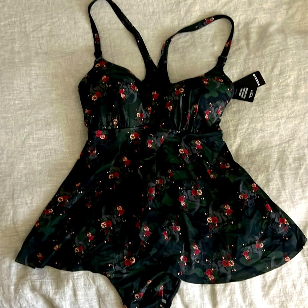 torrid Black Floral One-Piece Swimdress
